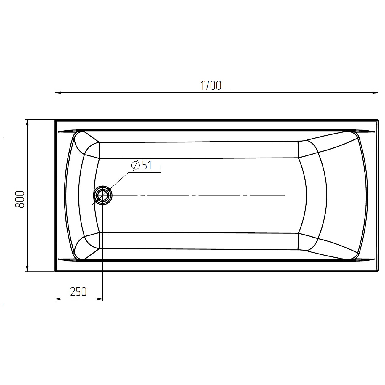 Ванна акриловая 170х80 см белая Creto Modalia 9-17080 - изображение 7