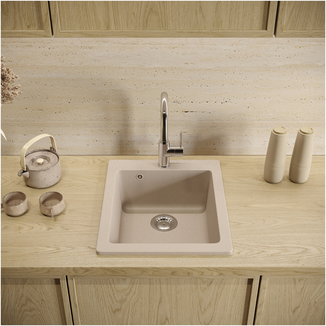 Мойка кухонная бежевая Domaci "Болонья" М-08-003 - изображение 7
