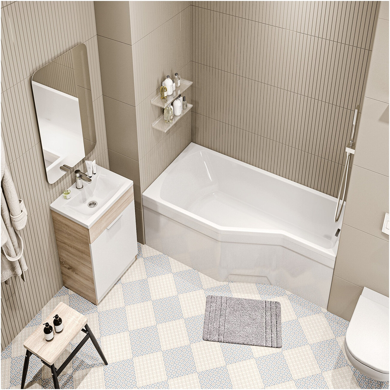 Ванна акриловая 170х75 см левая белая Creto Karmen 33-17075L - изображение 3