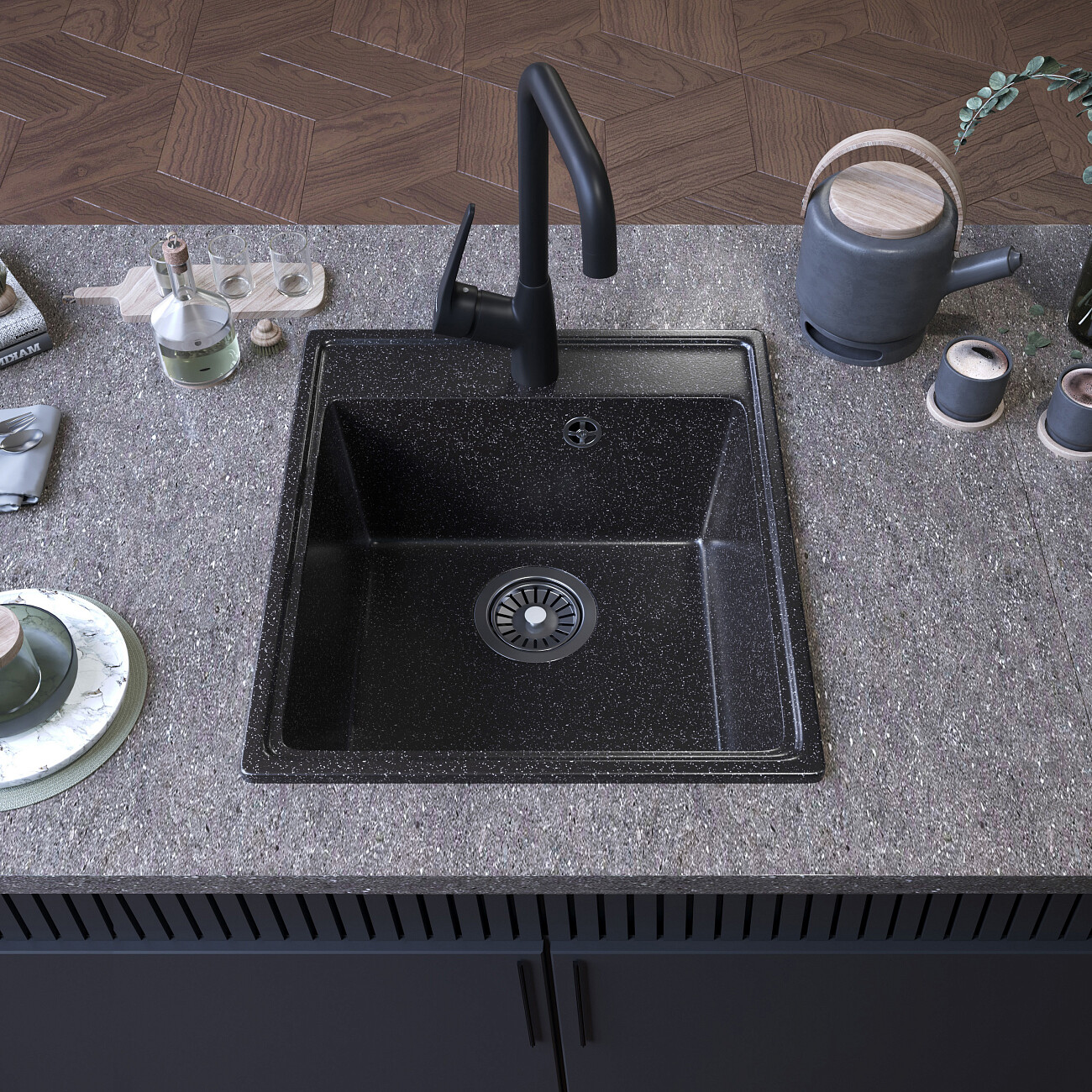 Мойка кухонная черная Domaci "Палермо" PR-425-004 - изображение 9