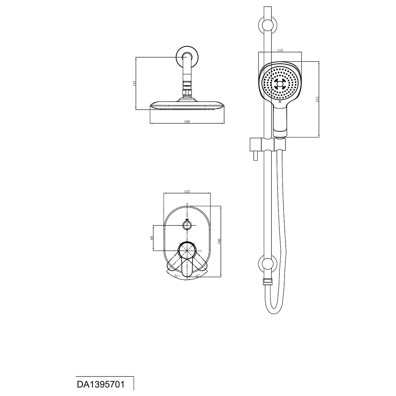 Душевой комплект встраиваемый хром D&K Rhein Marx DA1395701 - изображение 2