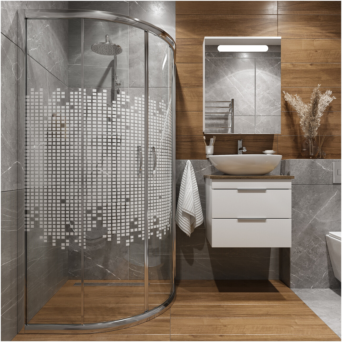 Душевой уголок четверть круга 90х90 см хром Diwo "Архангельск" DS-AR-90х90-CR - изображение 4