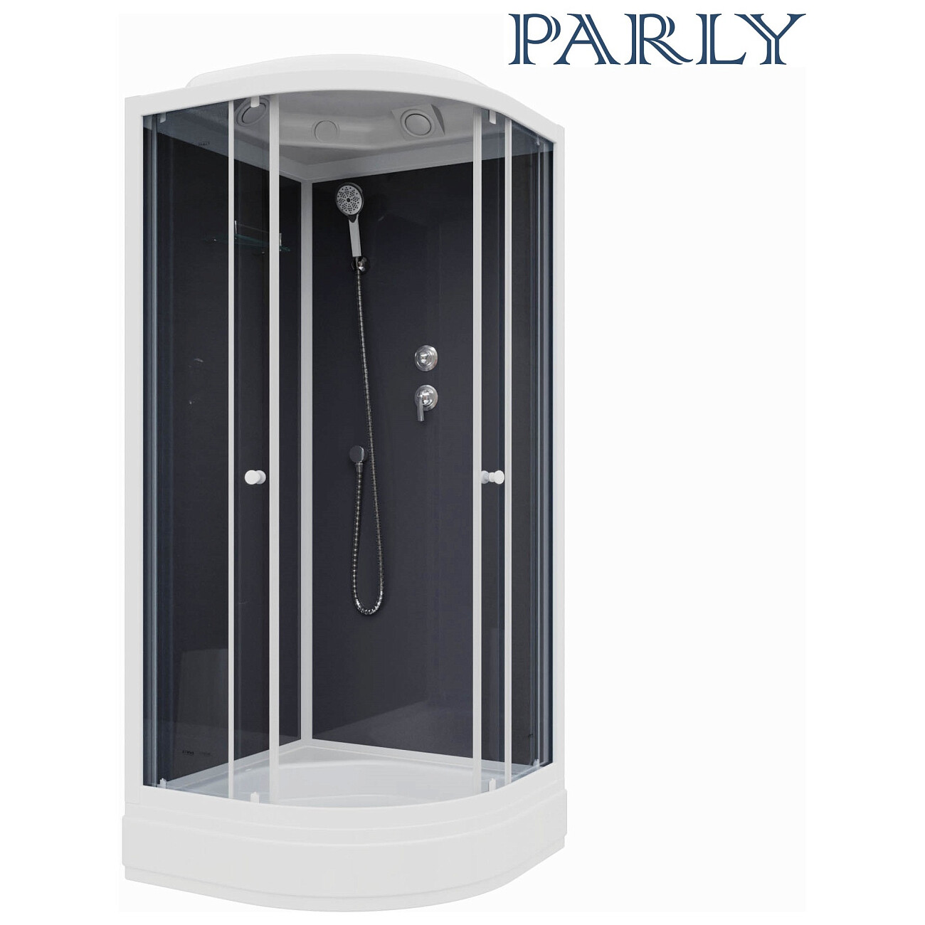 Душевая кабина четверть круга со средним поддоном 85х85 см черная, белая Parly CM86 - изображение 6