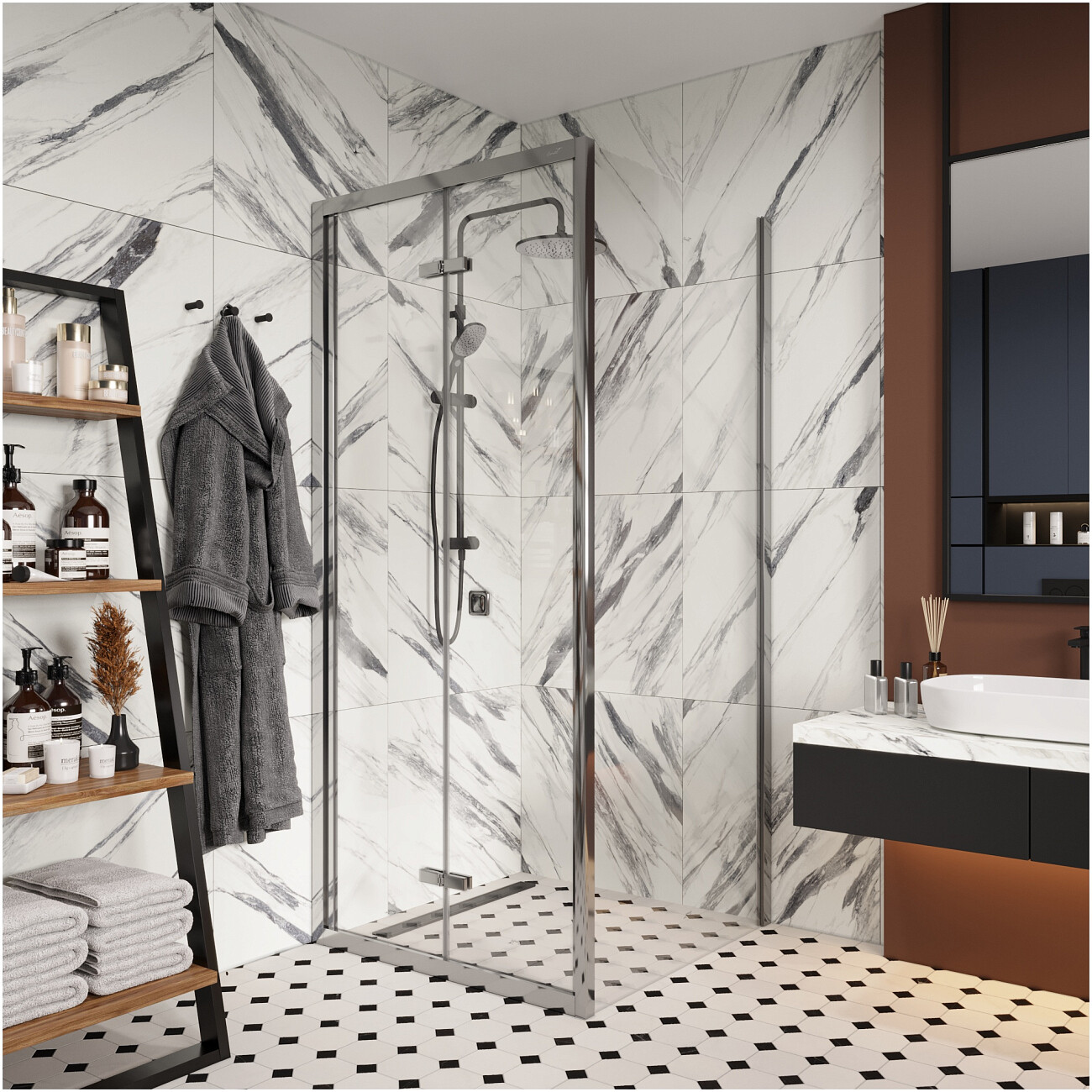 Душевой уголок квадратный 90х90 см хром Cerutti SPA Bella ZQD91T - изображение 5