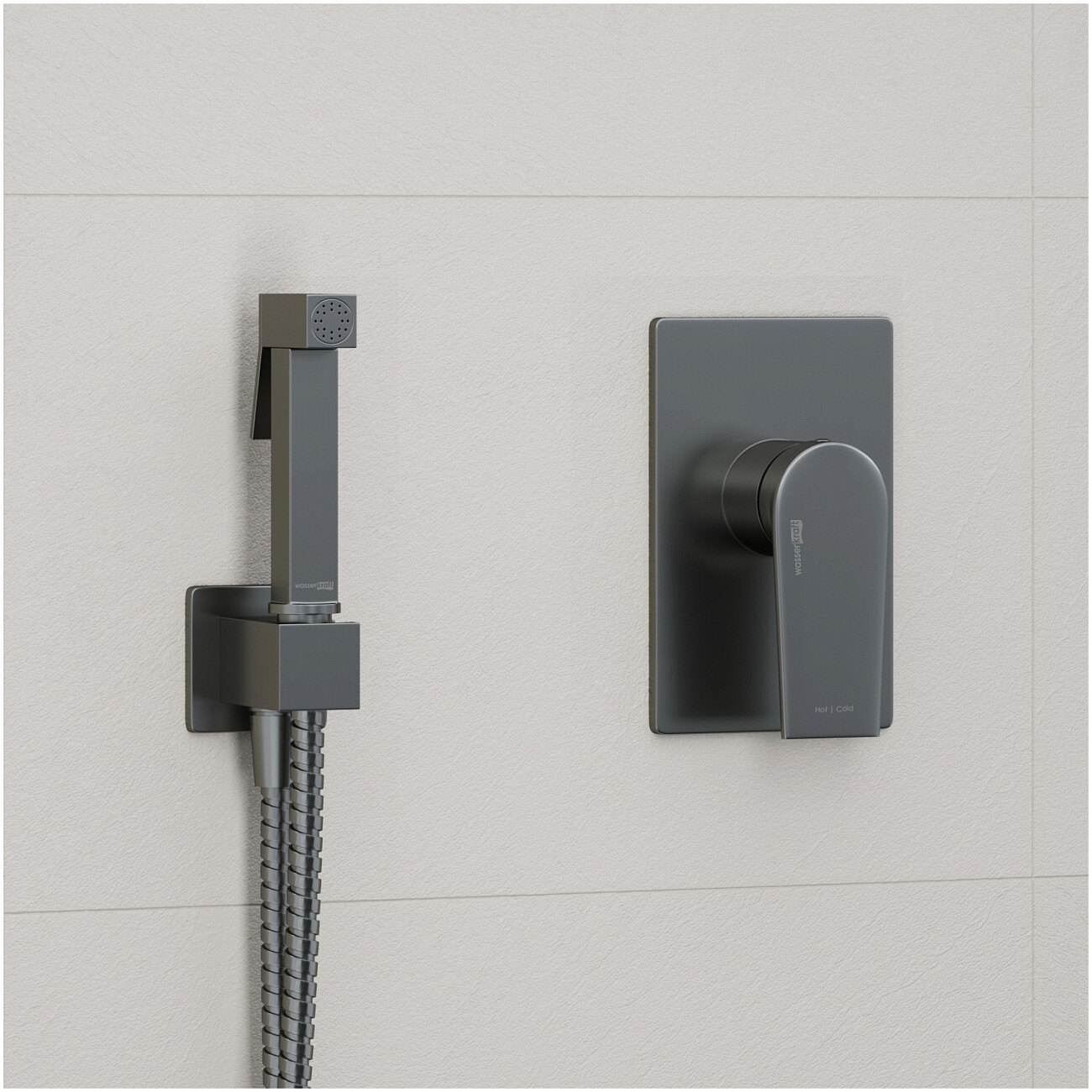 Гигиенический душ с встраиваемым смесителем оружейная сталь Wasserkraft A84095 - изображение 3