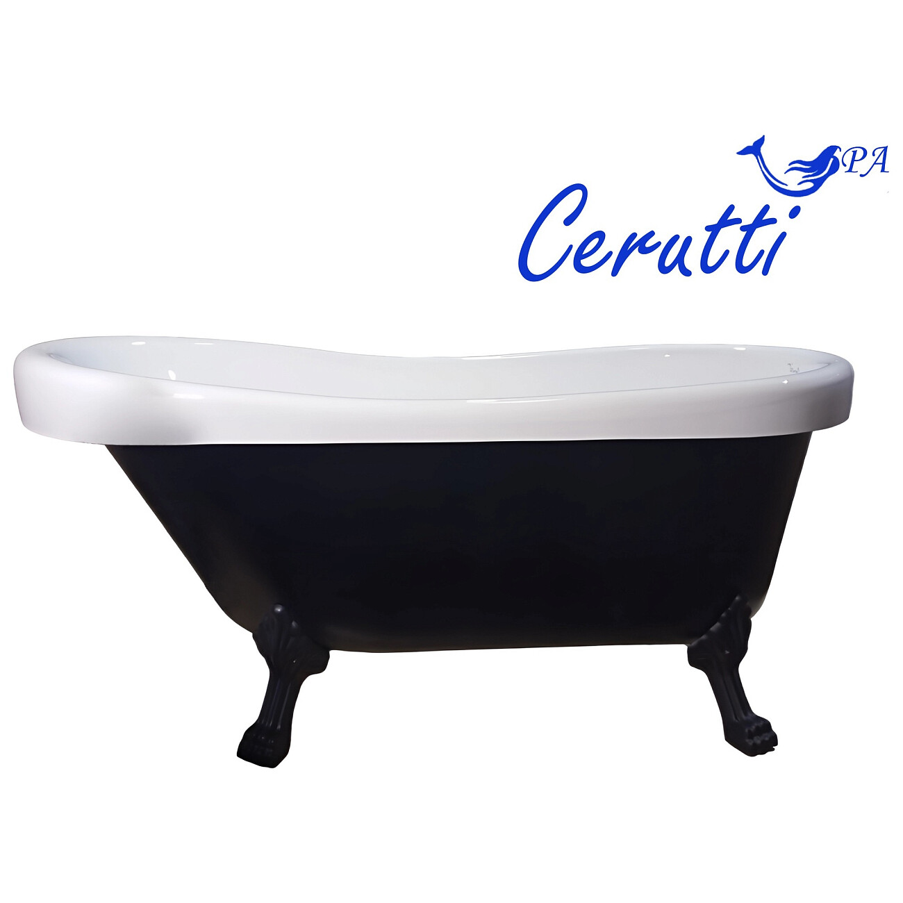 Ванна акриловая 157x77 см на львиных лапах черная Ceruttispa CLASSIC150MB CT9975 - изображение 4