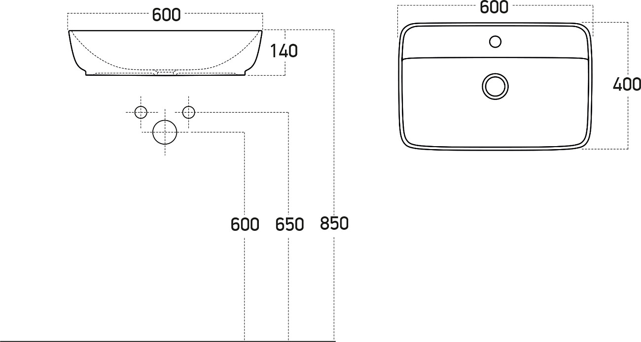 Раковина накладная керамическая прямоугольная 40х60 см белая Stworki 3059-KL - изображение 2