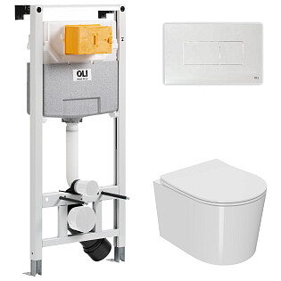 Унитаз подвесной белый Point &quot;Веста&quot; с инсталляцией Oli 120 ECO и кнопкой 879235pKA01+PN41701