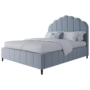 Кровать двуспальная 160x200 голубая Sutton Scalloped
