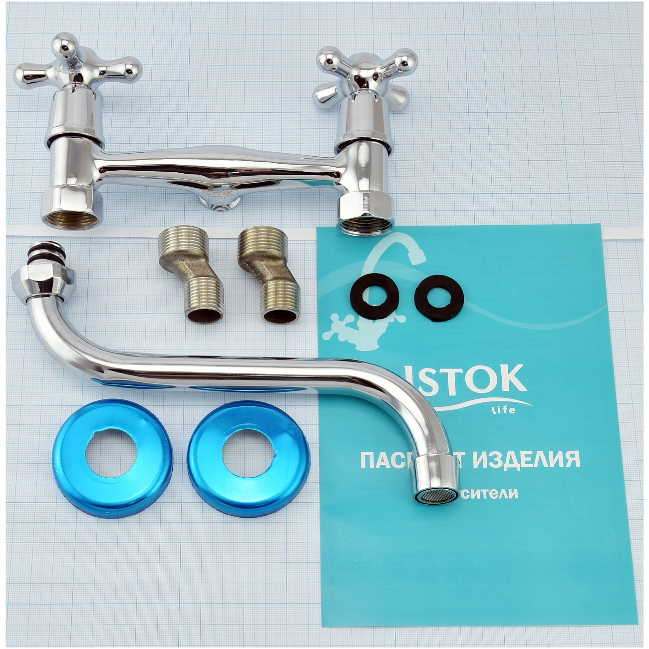 Смеситель для раковины настенный двухвентильный хром Istok life Standard 0402.974 - изображение 7