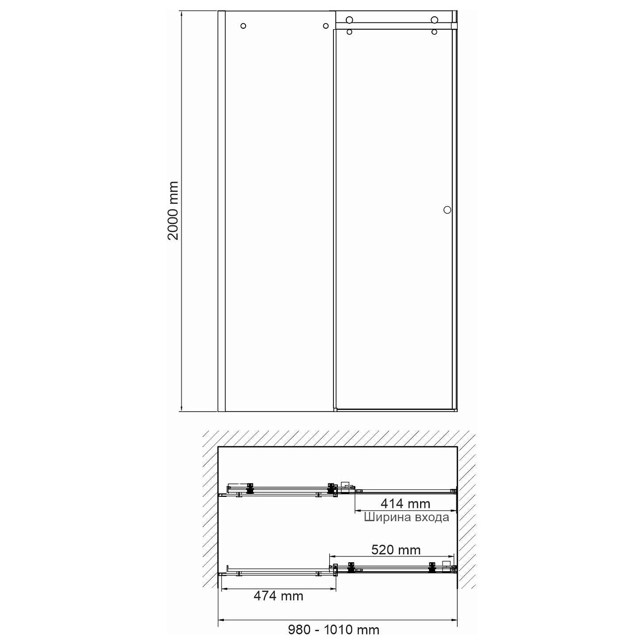 Душевая дверь раздвижная 100х200 см прозрачная, хром Wasserkraft Vils 56R12 - изображение 15