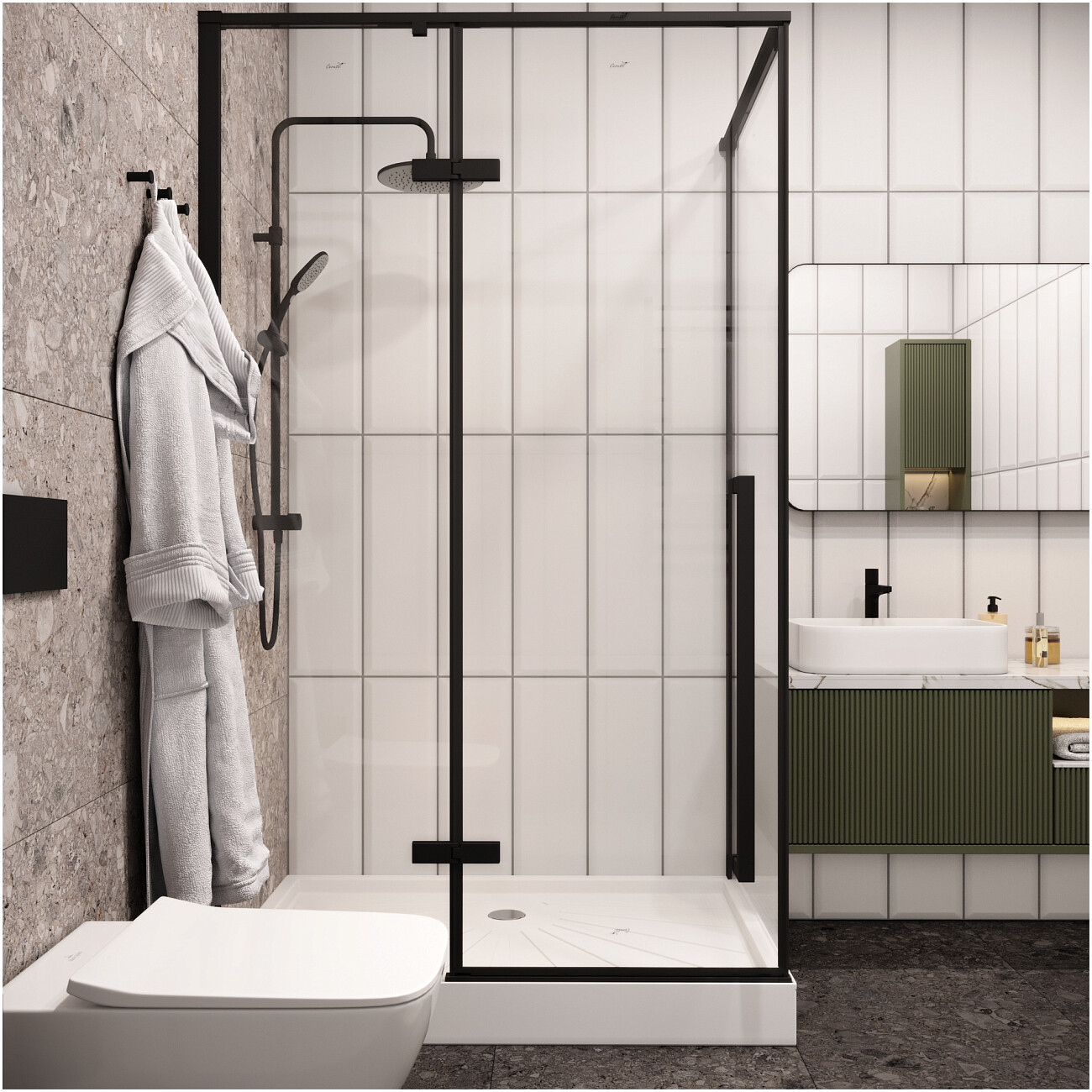 Душевой уголок прямоугольный 90х120 см  черный матовый Cerutti SPA C1A - изображение 12