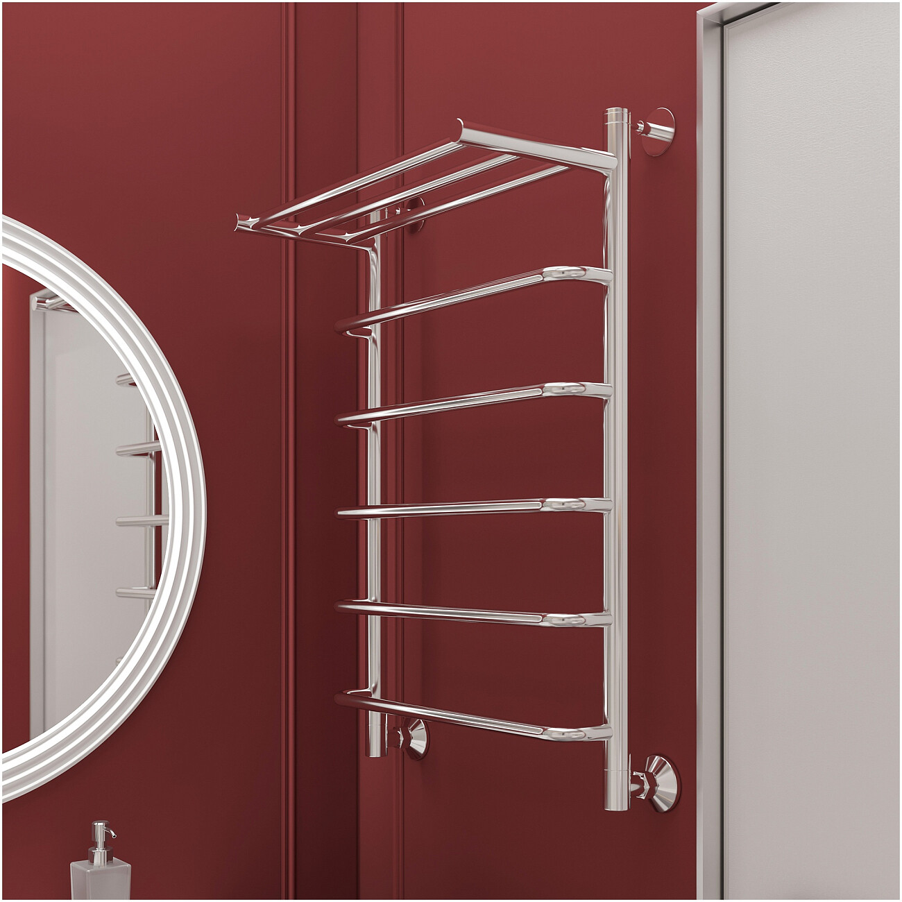 Полотенцесушитель водяной с полкой 80х50 см хром Ewrika "Сафо" FТ - изображение 8