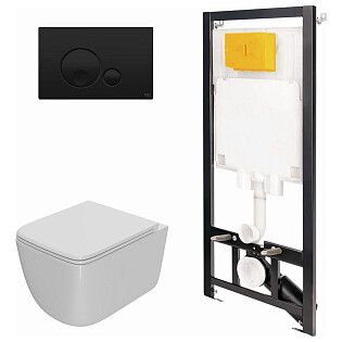 Унитаз Point &quot;Меркурий&quot; с инсталляцией OLI 80 ECO с кнопкой черной Globe 886914GBO3+PN41831