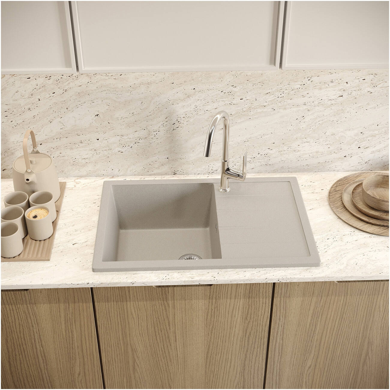 Мойка кухонная бежевая Domaci "Болонья" М-161-003 - изображение 7