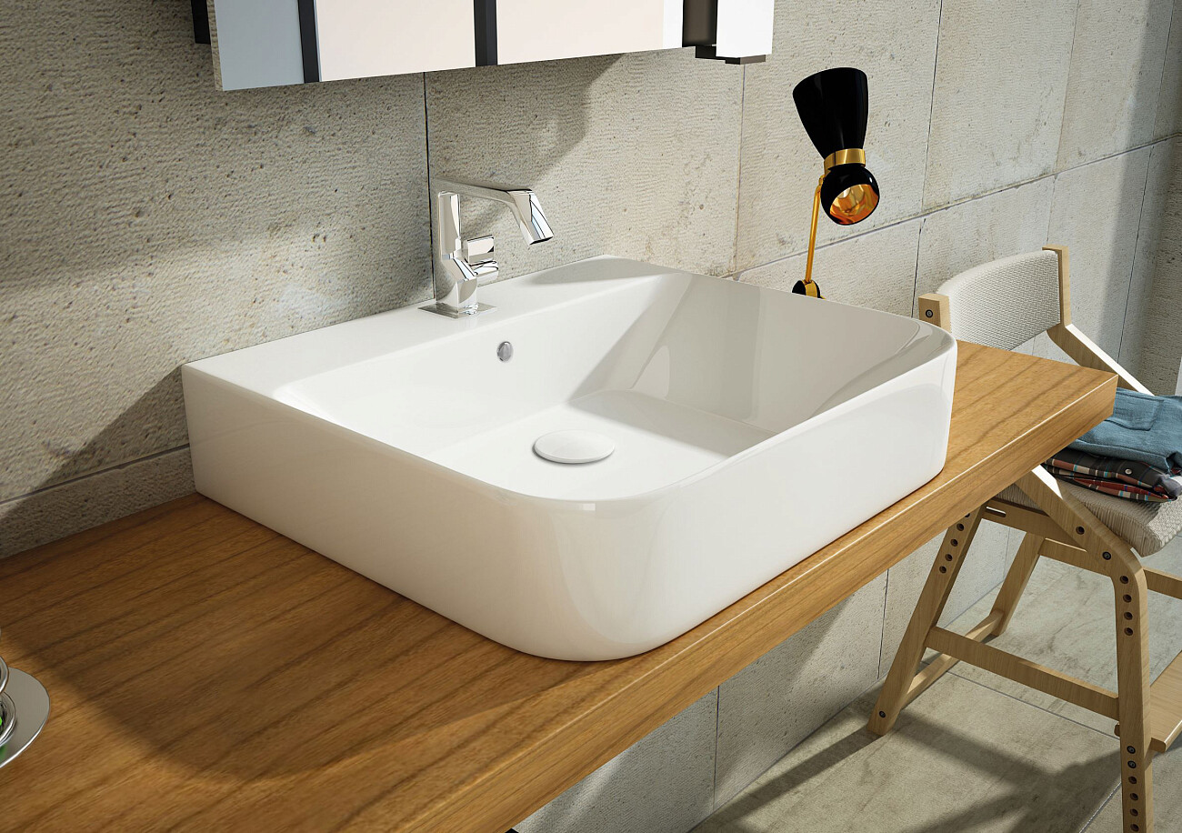 Раковина накладная керамическая прямоугольная 48х55 см белая Stworki 3054-KL - изображение 7