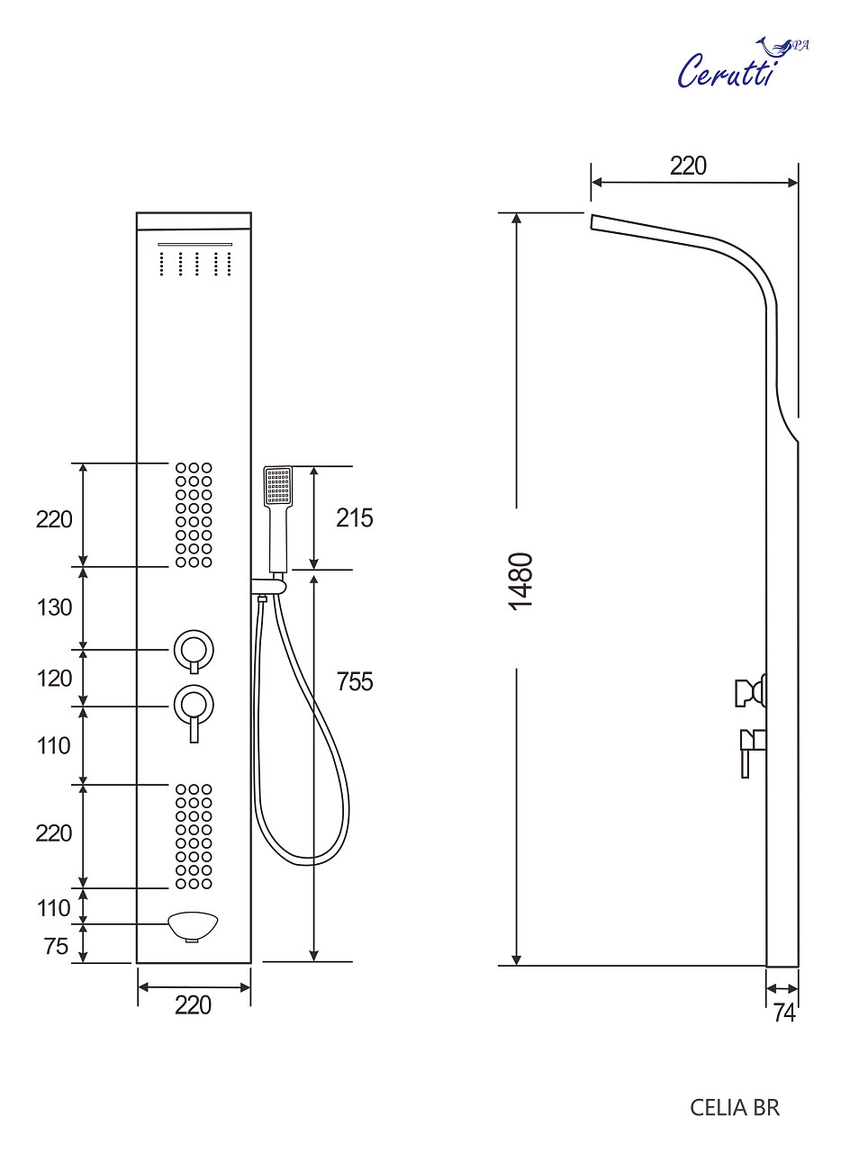 Душевая панель с гидромассажем розовое золото Ceruttispa CELIA RG CT10406 - изображение 6
