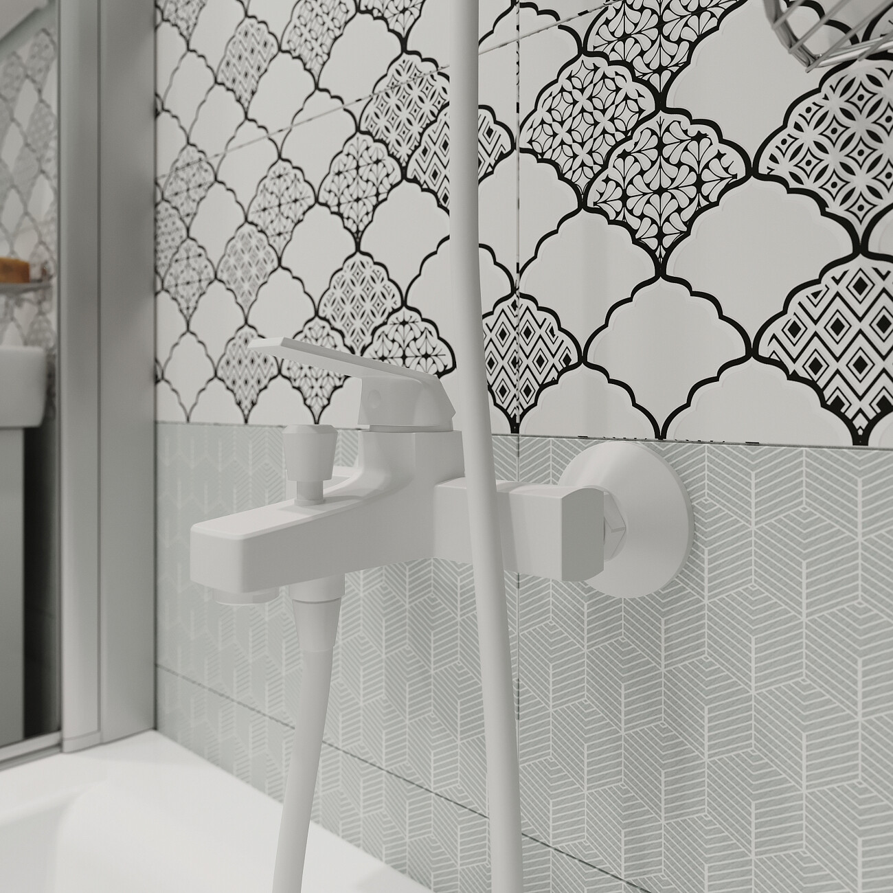 Смеситель для ванны с душем белый Diwo "Смоленск" SM-03w - изображение 4