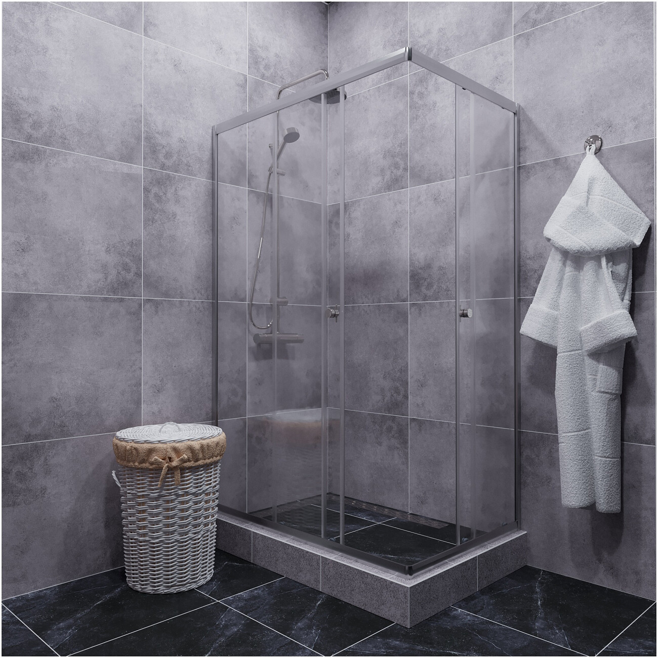 Душевой уголок прямоугольный 80х120 см хром Diwo "Углич" Щ0000055592 - изображение 11