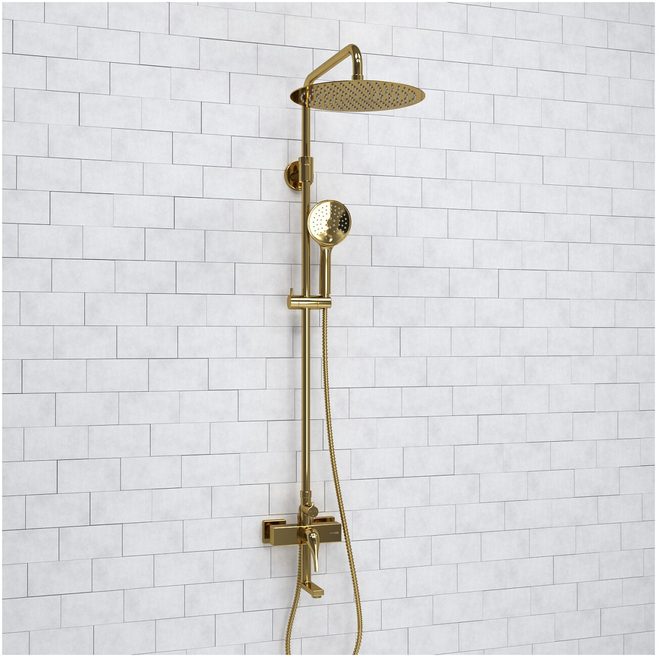 Душевой комплект с тропическим душем и смесителем для ванны золотой Wasserkraft A171.263.207.PG - изображение 2