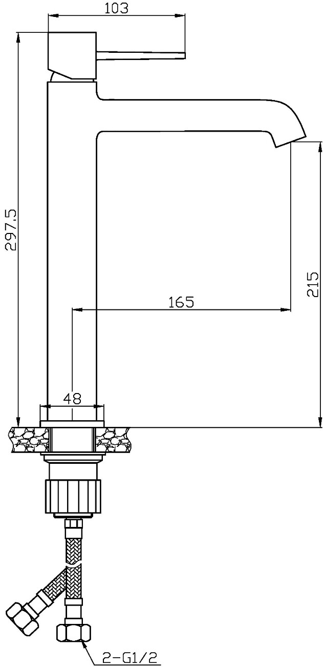 Смеситель для раковины однорычажный черный Stworki "Эстерсунд" ES-02b - изображение 2