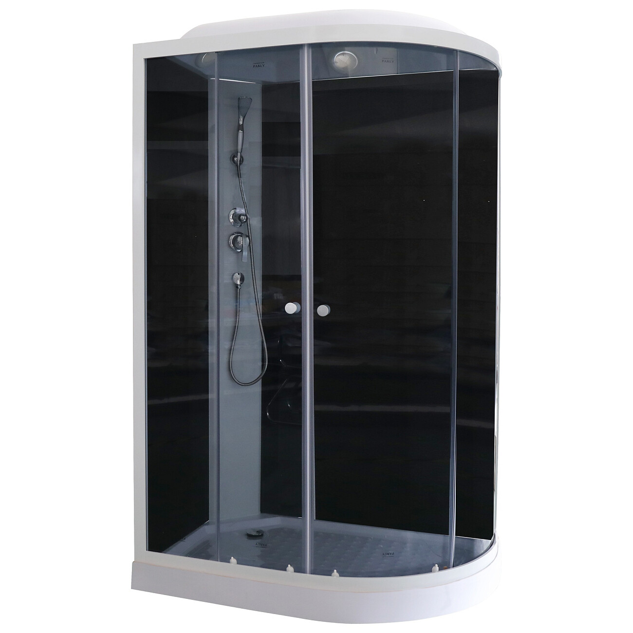 Душевая кабина ассиметричная левая с низким поддоном 80х120 см белая, черная Parly EC1231L - изображение 4