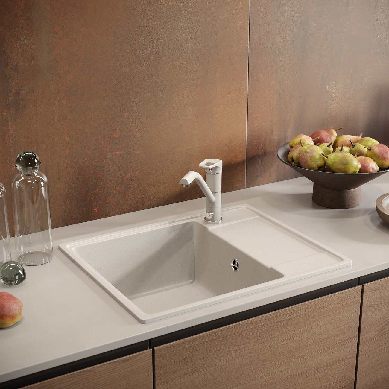 Смеситель для кухни с изливом для фильтрованной воды платина Domaci "Солерно" UQ-010-04 - изображение 6