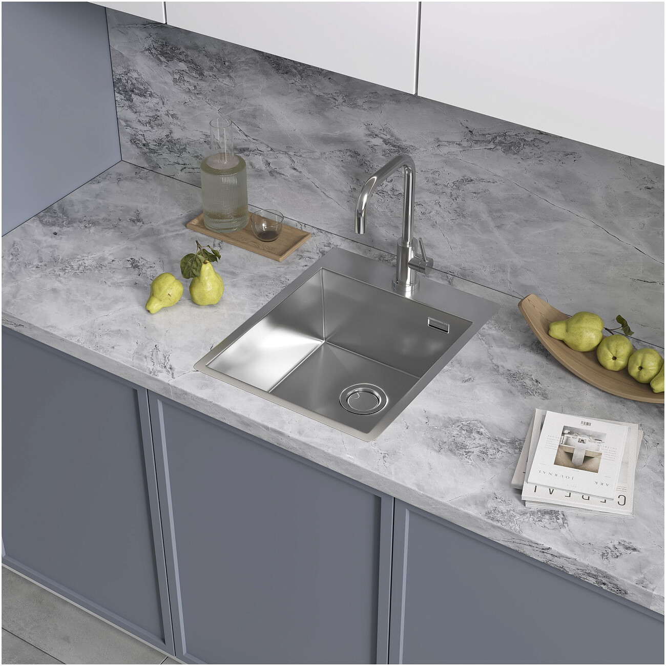 Кухонная мойка из нержавеющей стали 50х40 см полированная сталь Reflexion Iseo RX2240SS - изображение 6