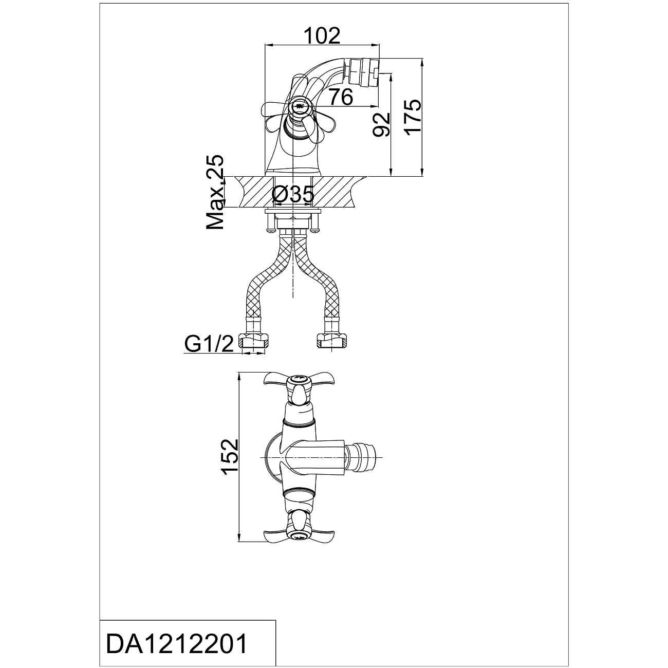 Смеситель для биде двухвентильный хром D&K Hessen Documenta DA1212201 - изображение 2