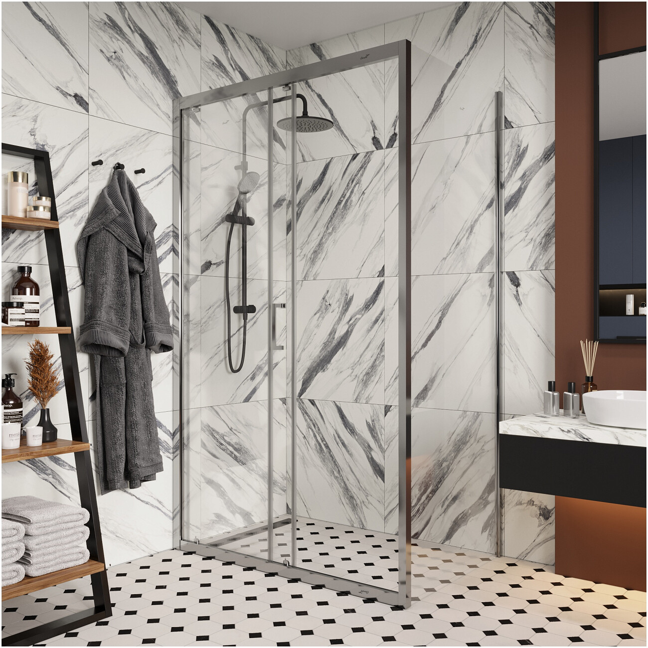 Душевой уголок прямоугольный 120х80 см хром Cerutti SPA Gloria 120 - изображение 5