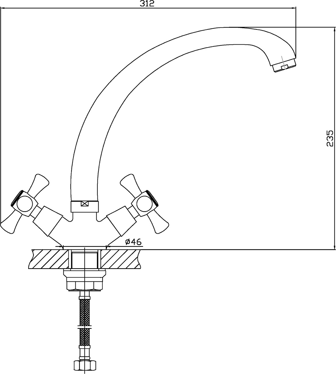 Смеситель для кухни двухвентильный хром Domaci "Равенна" D72-002cr - изображение 2