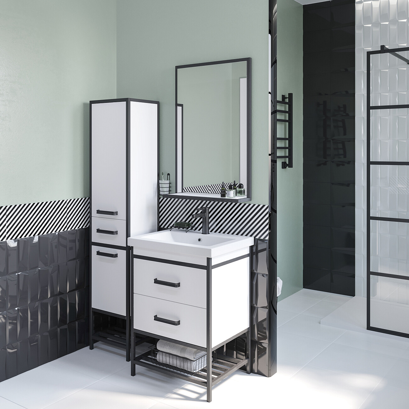 Полотенцесушитель водяной 60х50 см черный Ewrika "Деметра" LP 4656759171353 - изображение 8