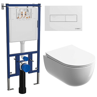 Унитаз подвесной Ceramicanova Modena Rimless CN6063 с инсталляцией Diwo 4501, с кнопкой белой 7320