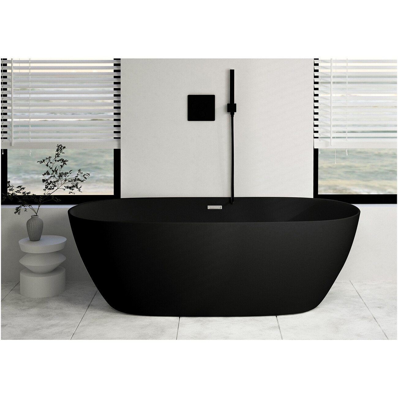 Ванна акриловая отдельностоящая со сливом-переливом черная матовая Cerutti SPA D'iseo MB CT9906 - изображение 3