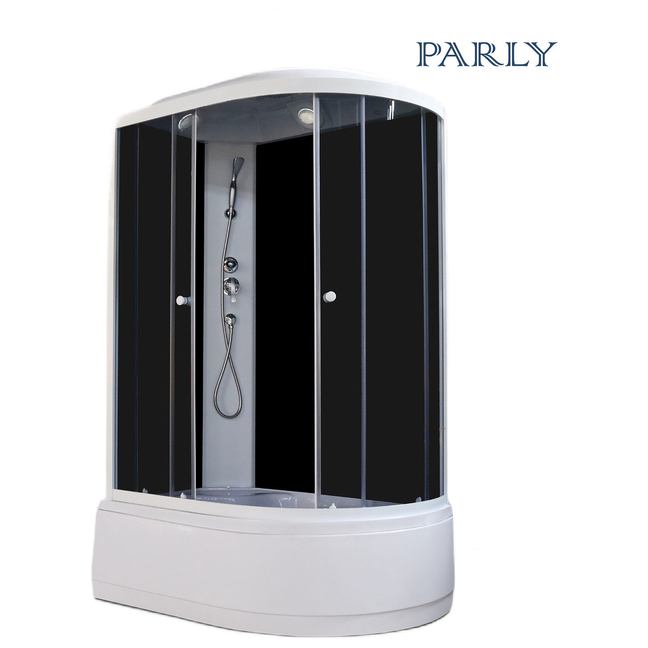 Душевая кабина ассиметричная левая с высоким поддоном 80х120 см белая, черная Parly EC1221L - изображение 2