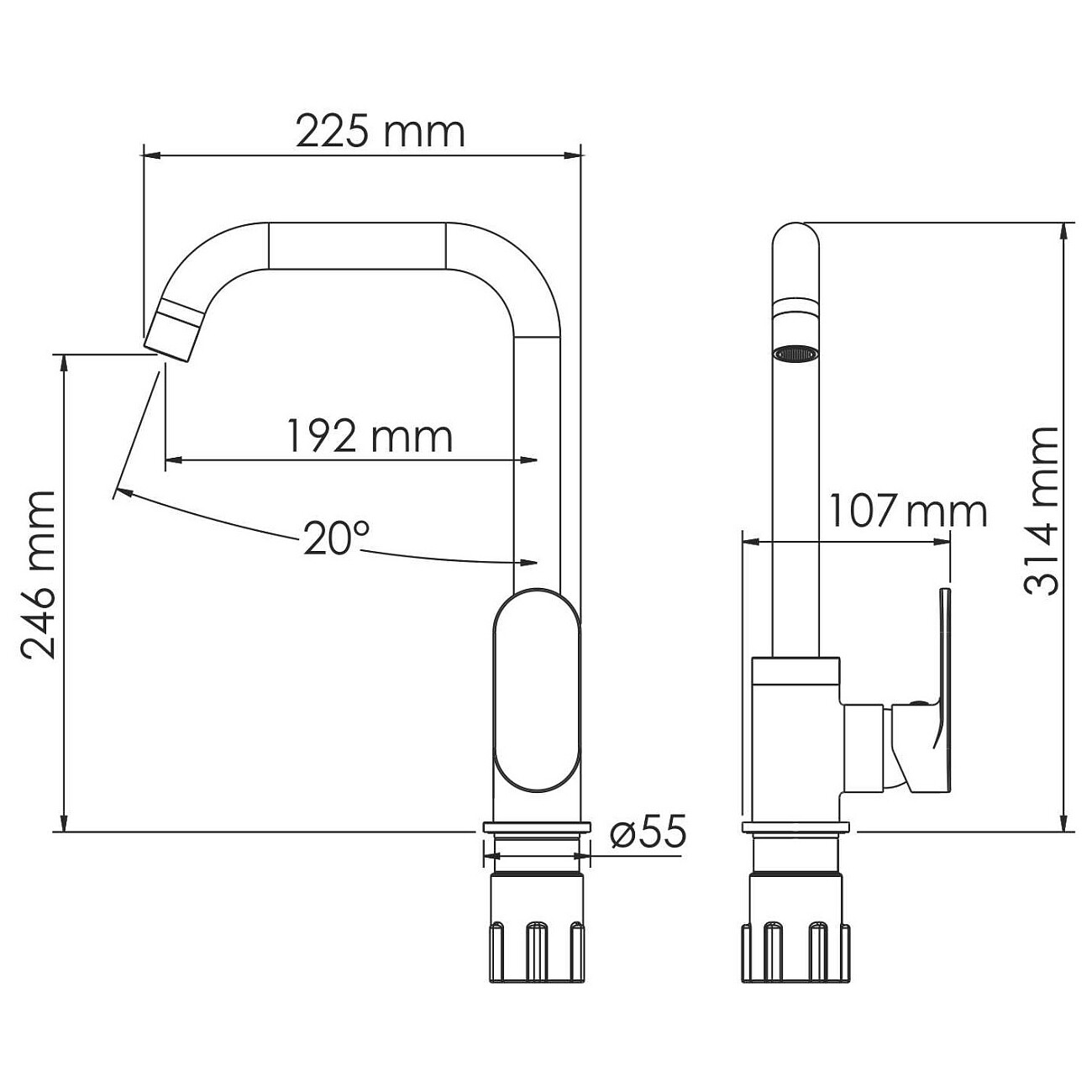 Смеситель для кухни из латуни черный Wasserkraft A7407 - изображение 11