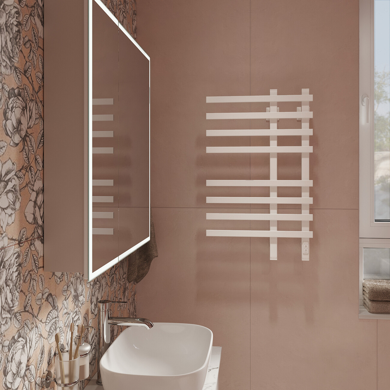 Полотенцесушитель электрический 80х50 см белый Ewrika "Медея" LT 4657771779039 - изображение 5