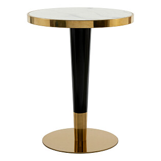 Кофейный столик с белой мраморной столешницей черный 60 см