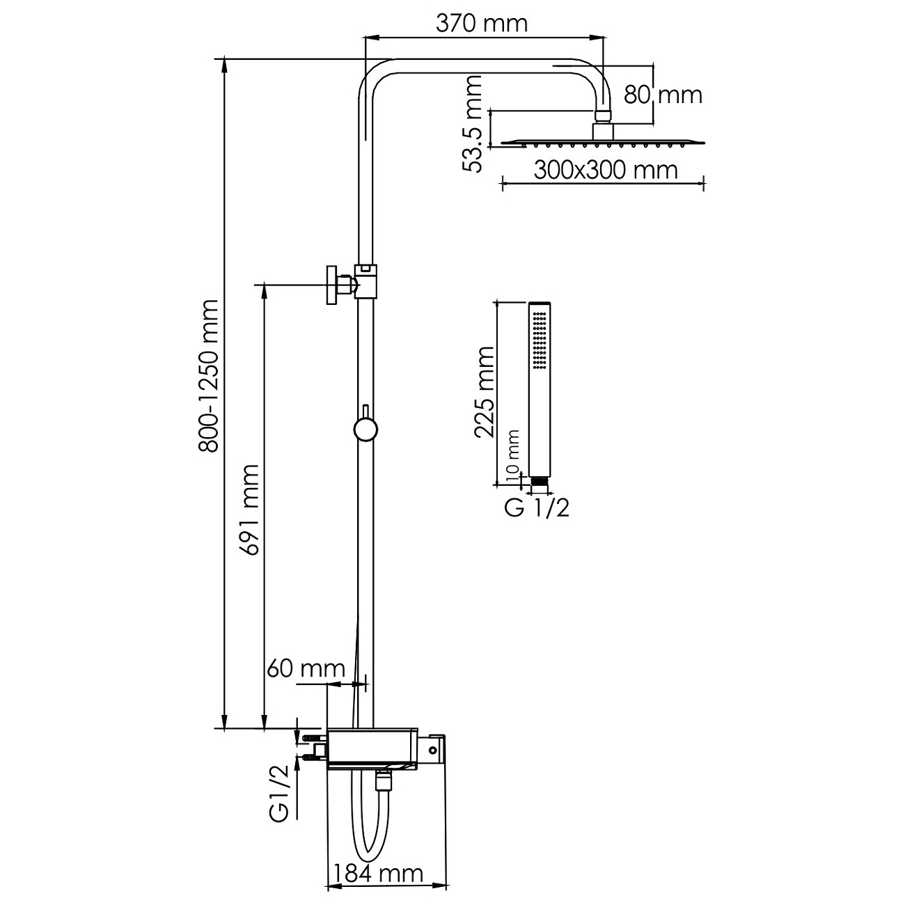 Душевая стойка с термостатическим смесителем черная матовая Thermo A114.162.217.CB - изображение 3