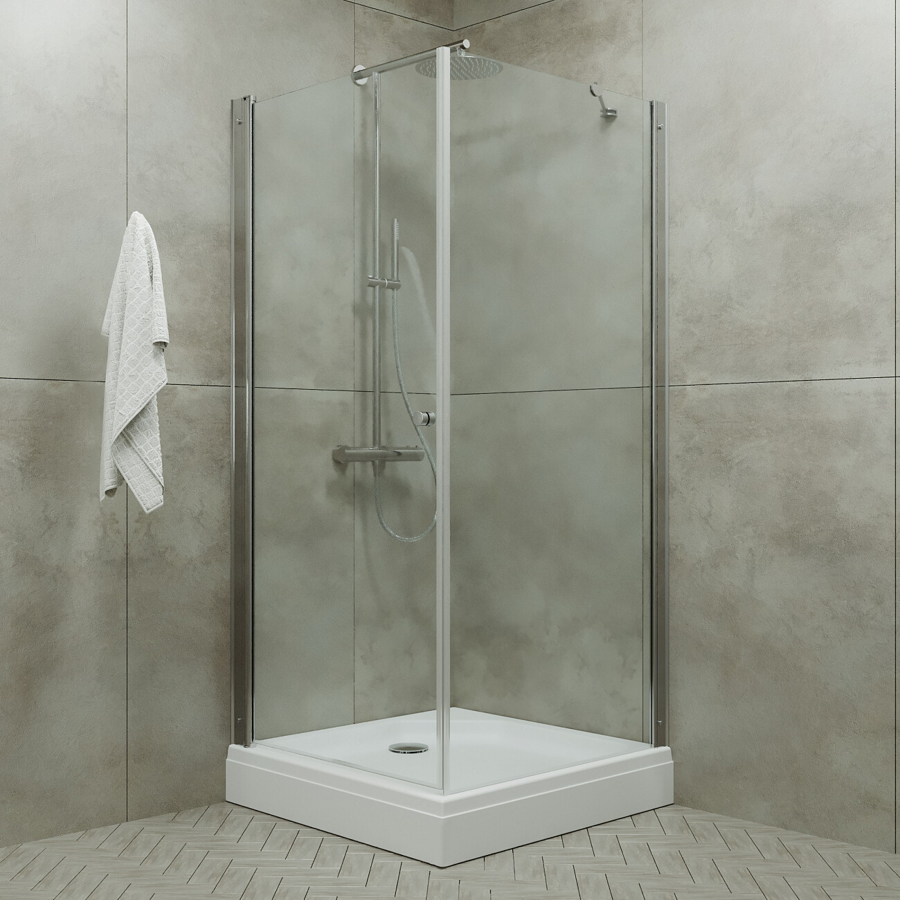 Душевой уголок квадратный 90х90 см хром Diwo "Переславль" Щ0000055599 - изображение 8