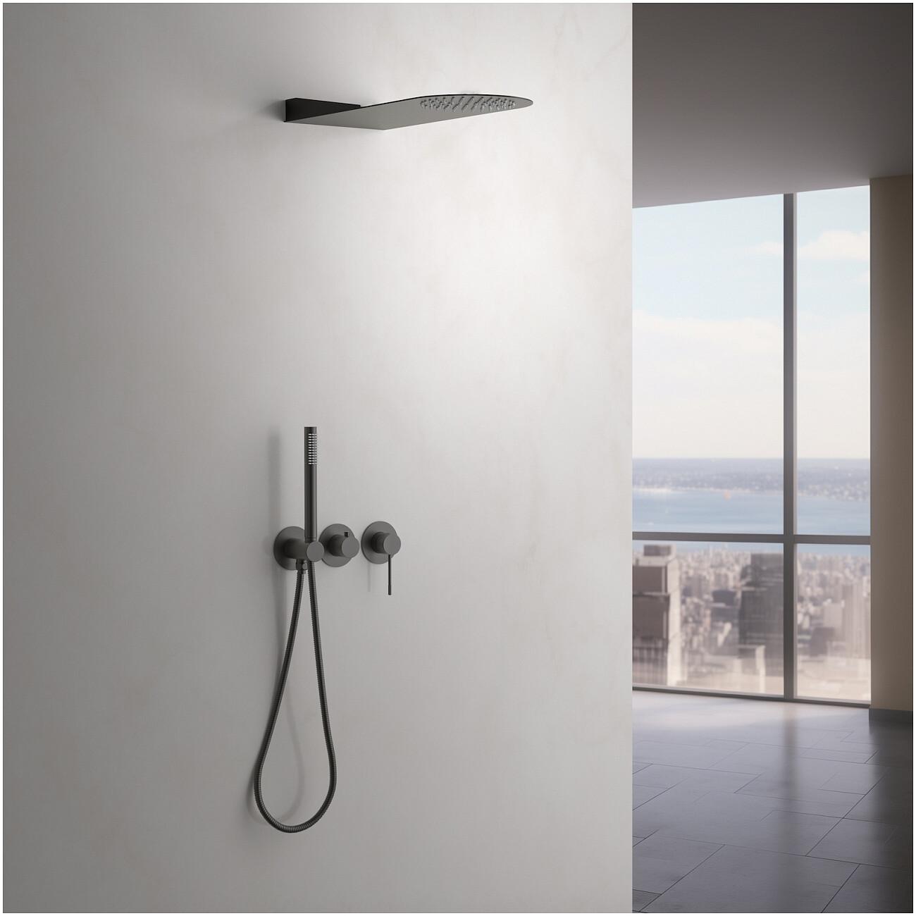Душевой комплект встраиваемый с верхним душем черное золото Timo Saona SX-2340-18SM - изображение 2
