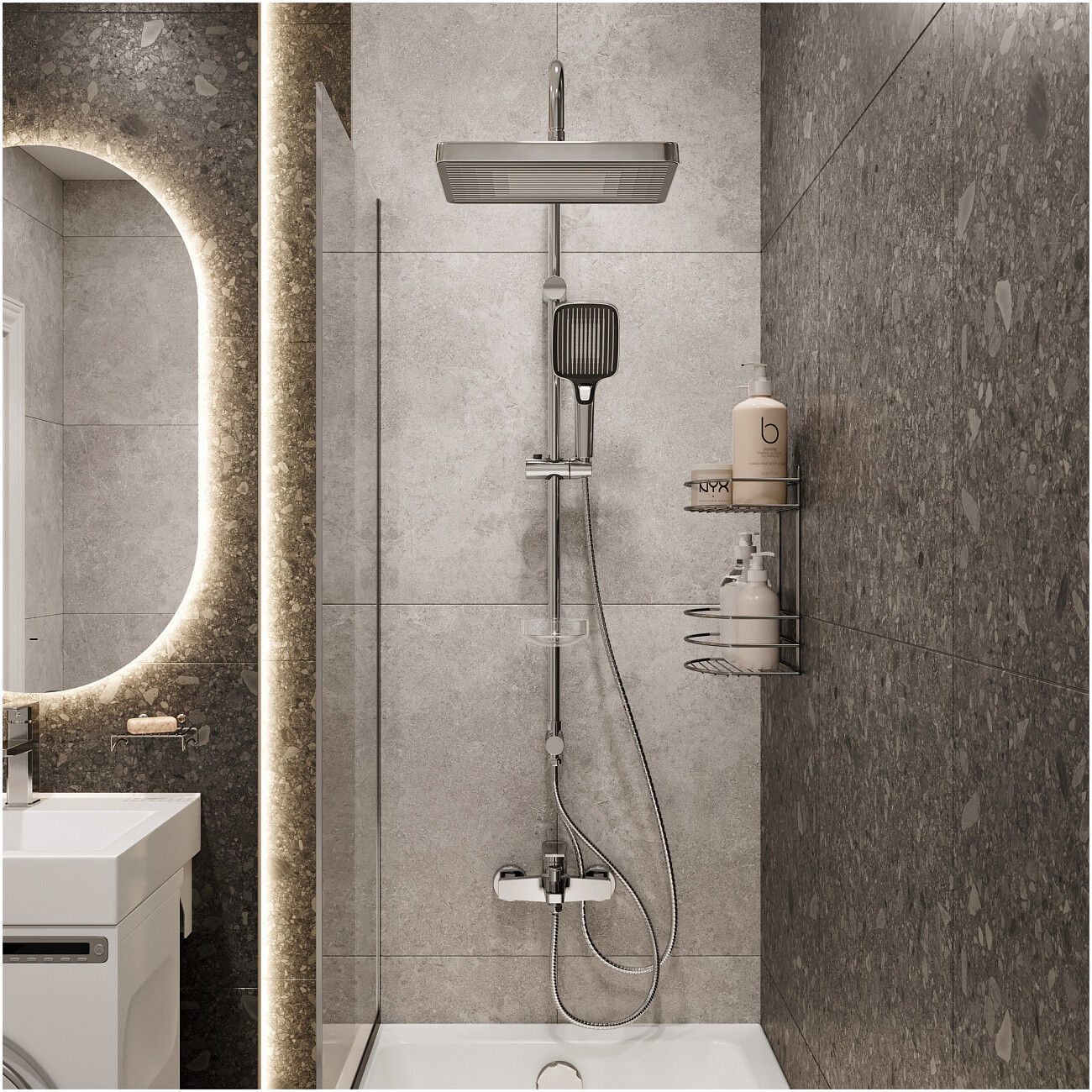 Душевая стойка с верхним душем хром Stworki "Берген" S21180CR - изображение 6