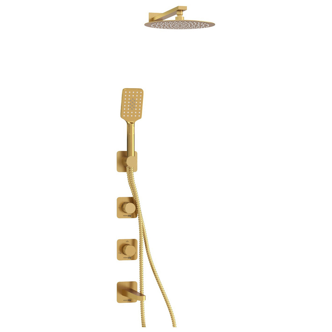 Душевой комплект с верхним душем и смесителем золото Wasserkraft A8251.307.308.180.259.285.194.201 - изображение 5