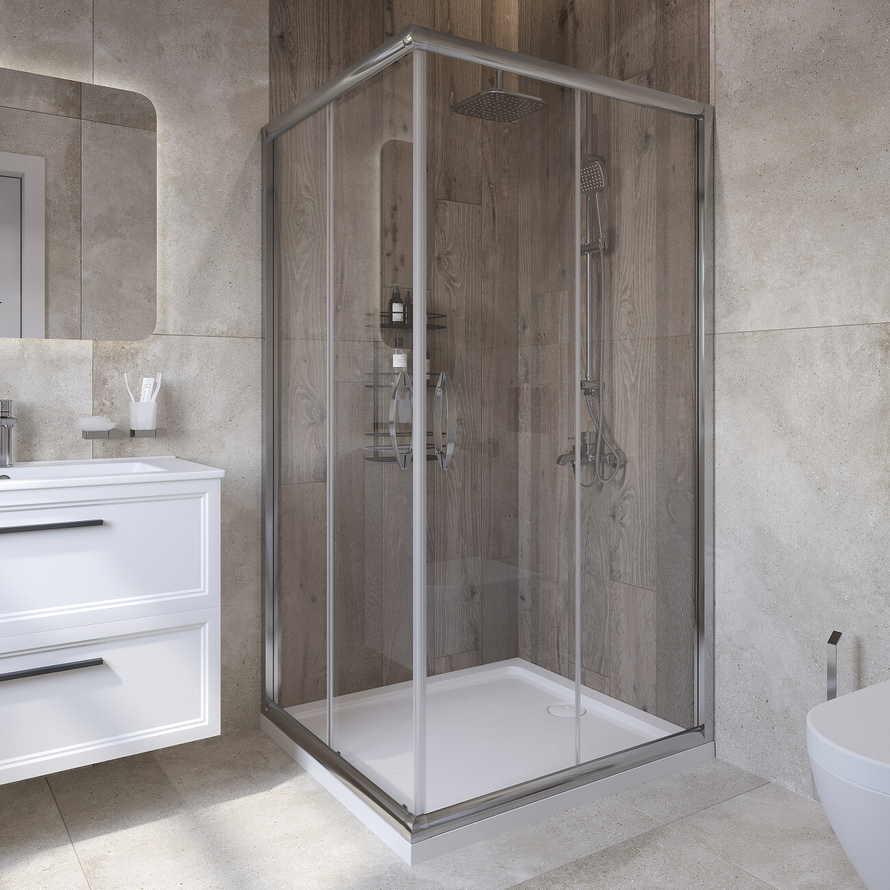 Душевой уголок прямоугольный 100х90 см хром Diwo "Суздаль" - изображение 2