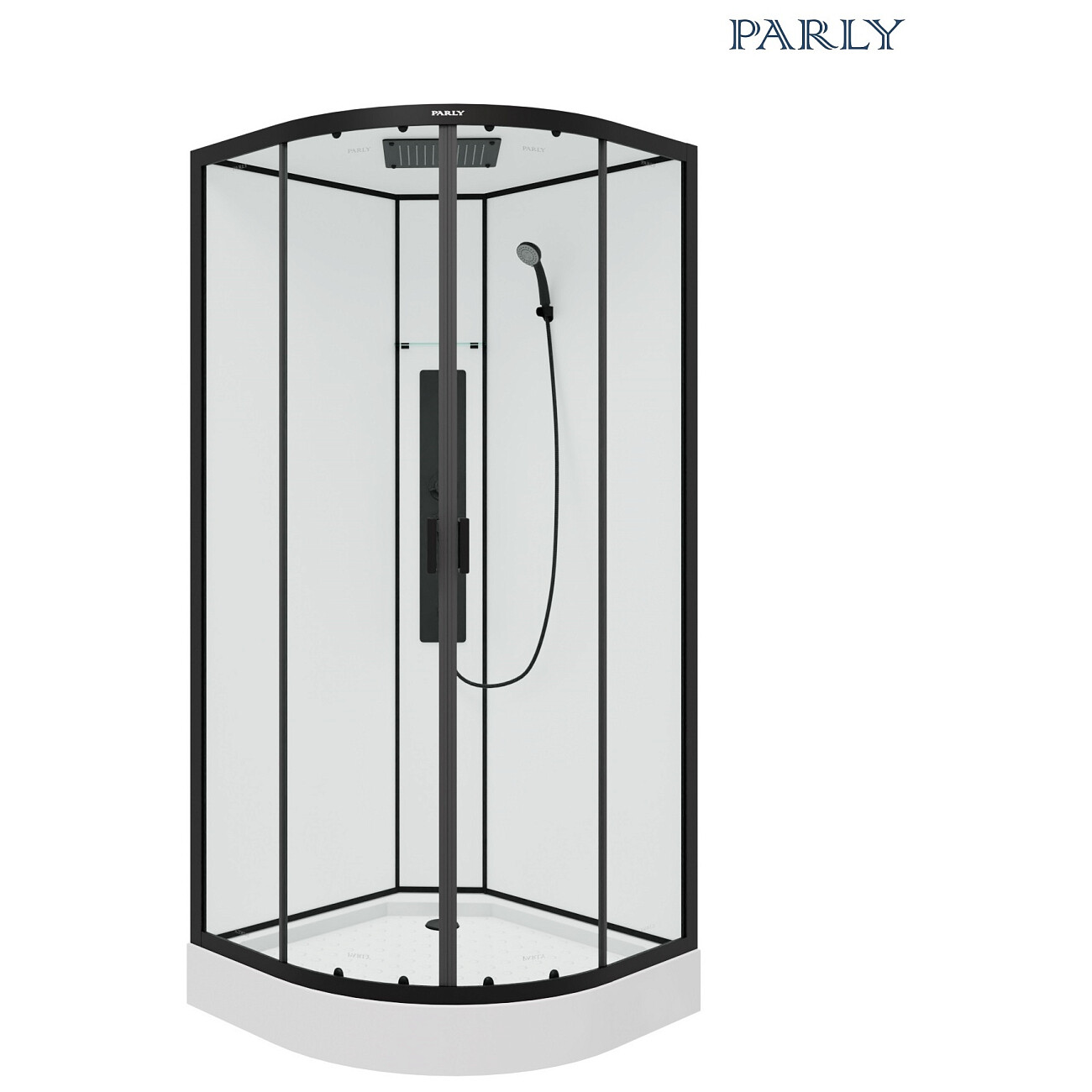 Душевая кабина четверть круга с низким поддоном 90х90 см с низким поддоном черная Parly Ami - изображение 24