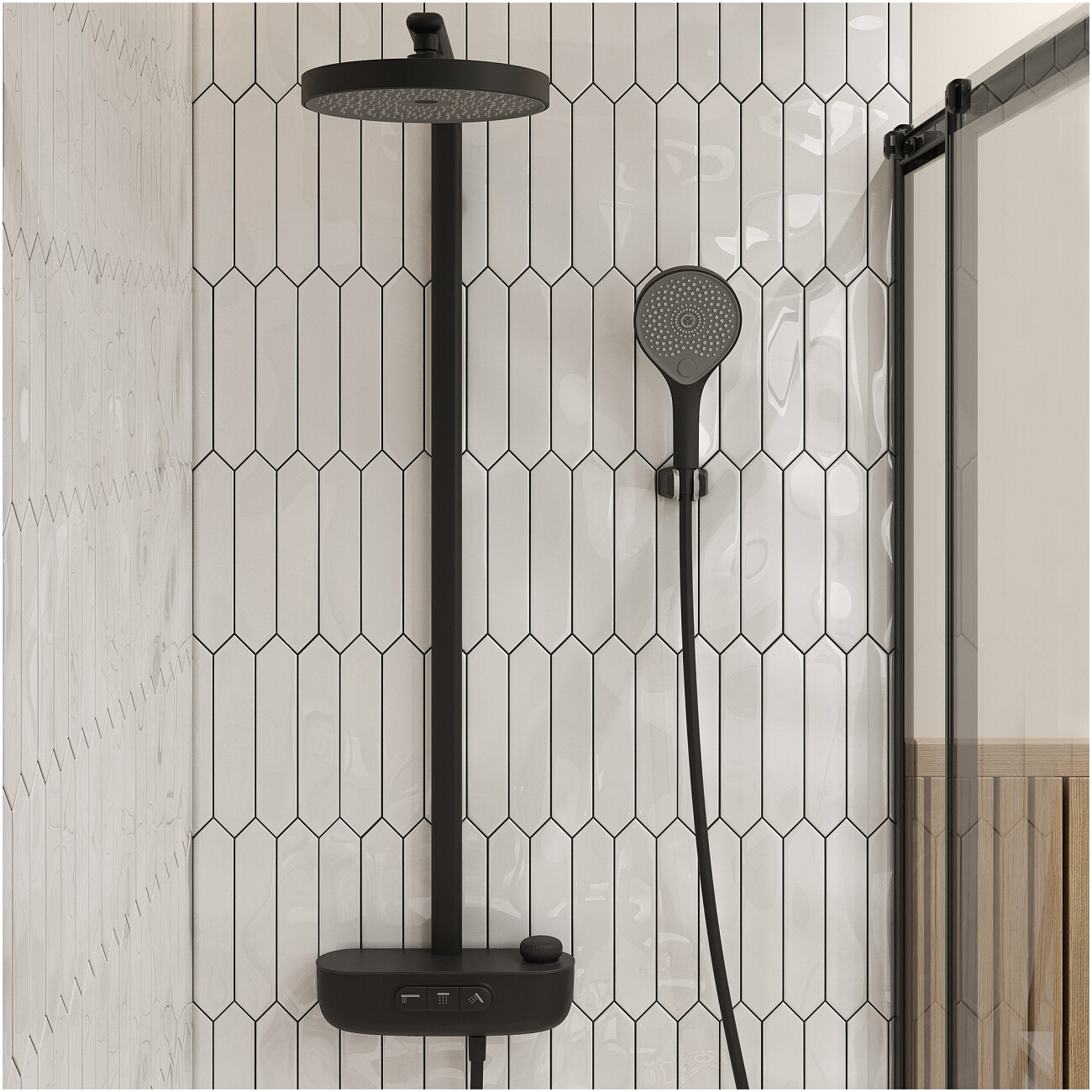 Душевая стойка с верхним душем черная Stworki "Гётеборг" S03170BK - изображение 7