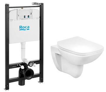 Унитаз подвесной с инсталляцией белый Roca Rimless Debba Pack 893104970