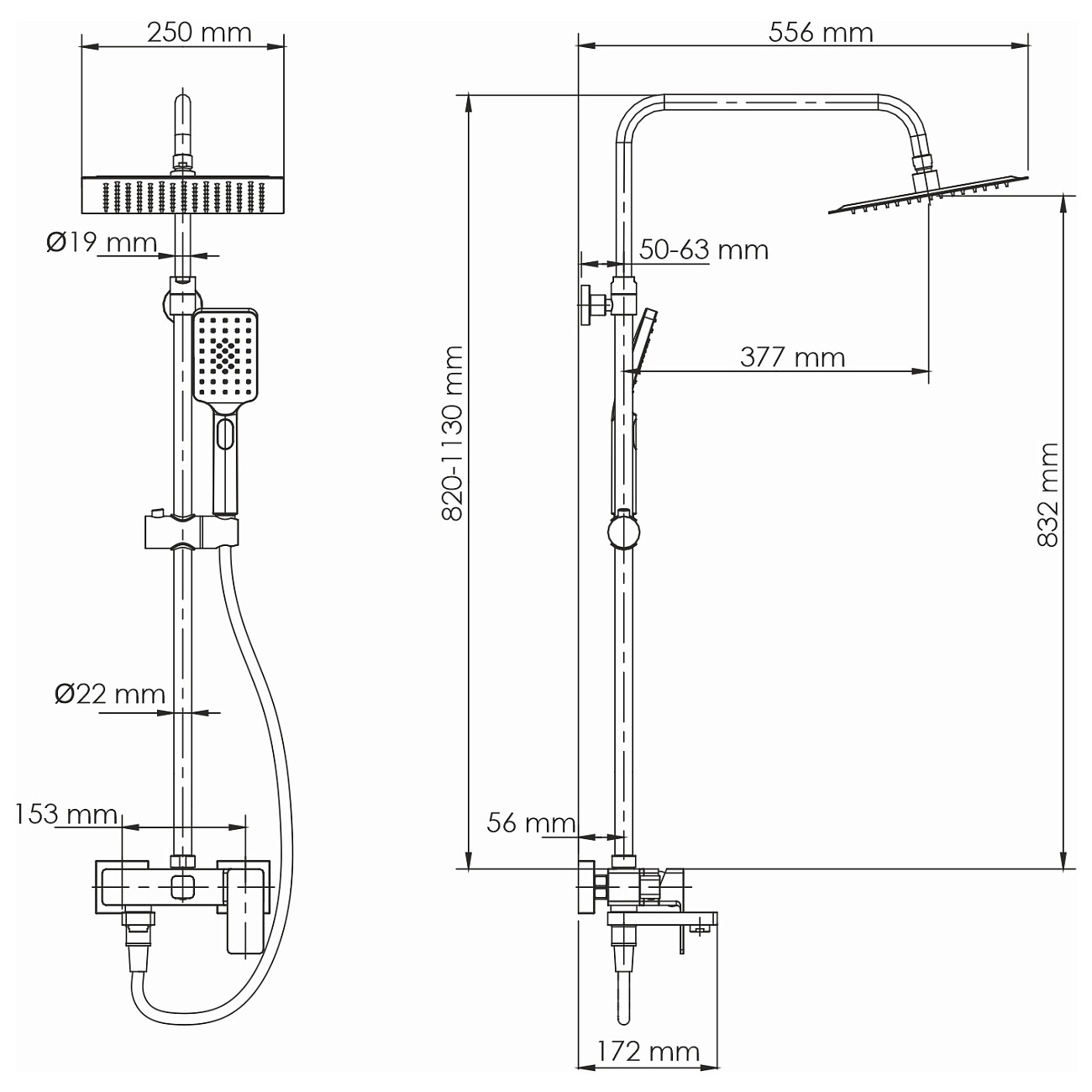 Душевая система со смесителем из латуни черная Wasserkraft A27701 - изображение 11