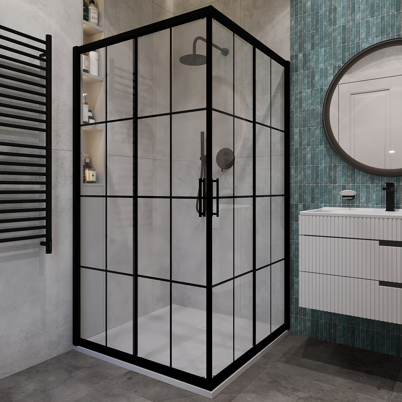 Душевой уголок квадратный 100х100 см черный Diwo "Клин" DS-KL-100х100-BL - изображение 2