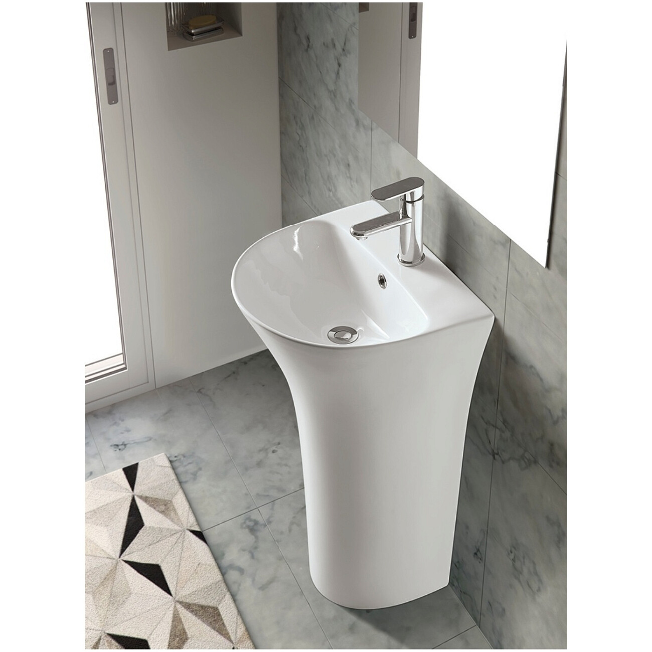 Раковина напольная фарфоровая полукруглая 42х48 см белая Cerutti SPA Simona CT7832 - изображение 5